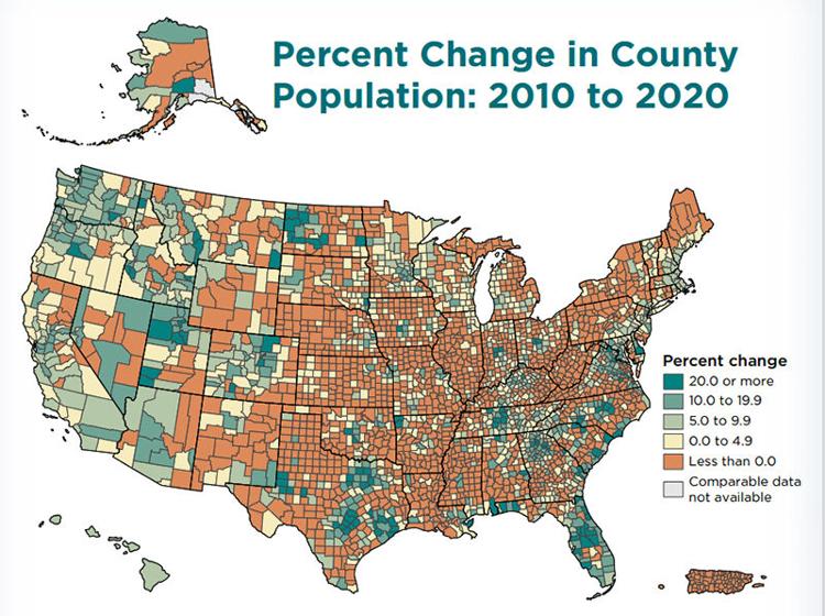 Census data shows more urban concentration, population drops in most