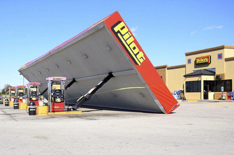 Wind topples gas station awning Local News