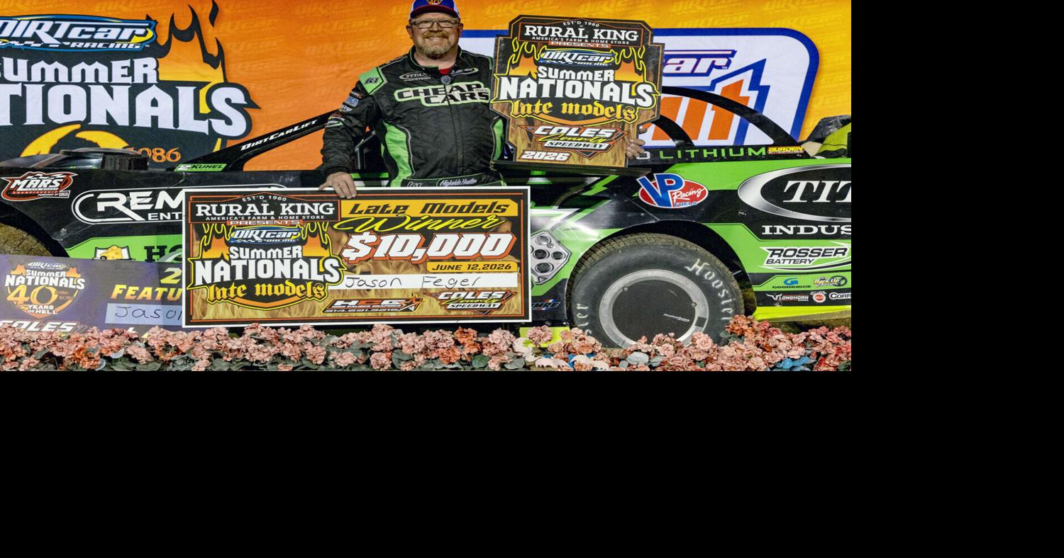 Jason Feger wins 36th career DIRTcar Summer Nationals race in series debut at Coles County