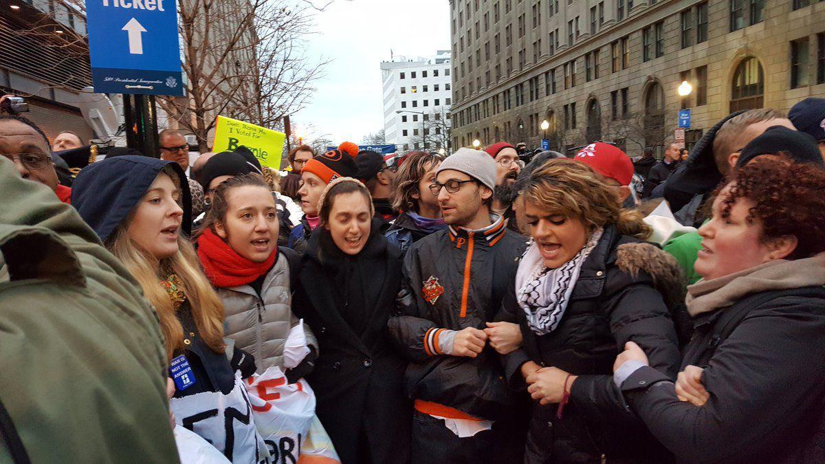 Locked protesters