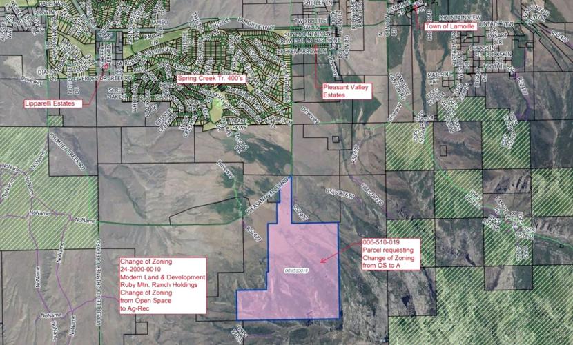 Ruby Mountains private ski area - Map of zoning change request