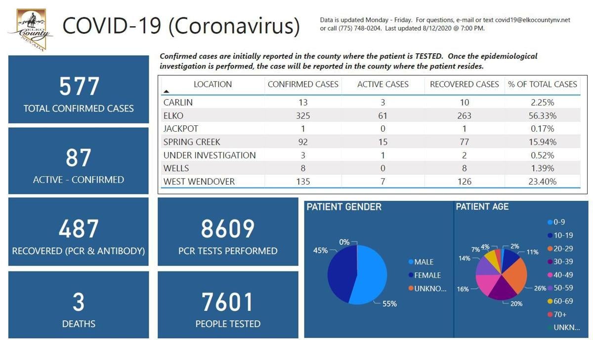 Elko County coronavirus statistics
