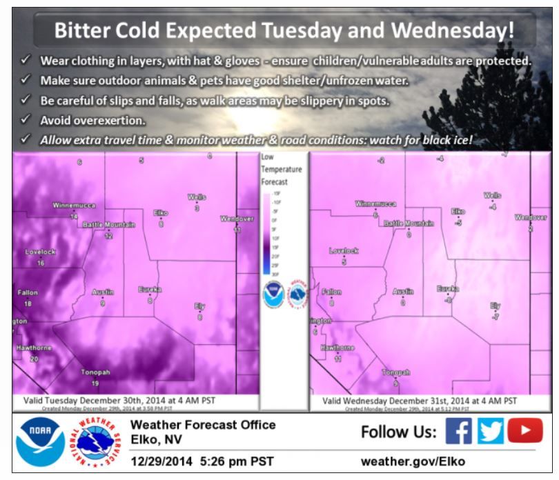 'Bitter cold' to descend on Nevada