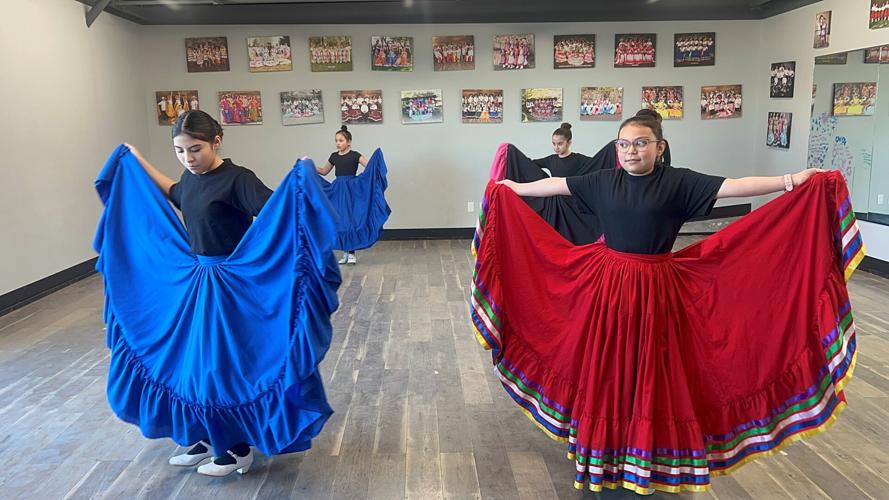 Blue and red skirts
