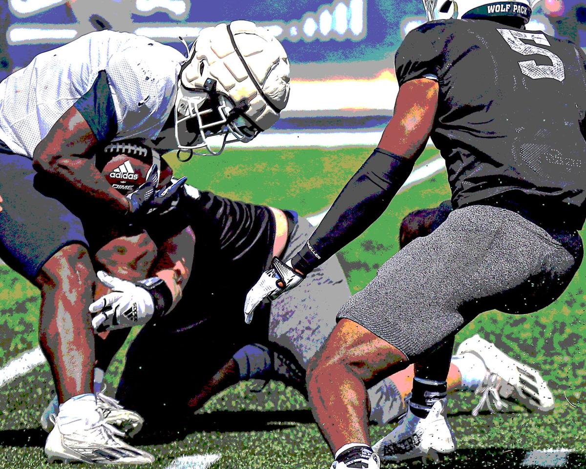 Andoni Fesenmaier in University of Nevada spring football game -- April 22,  2023 -- Mackay Stadium, in Reno