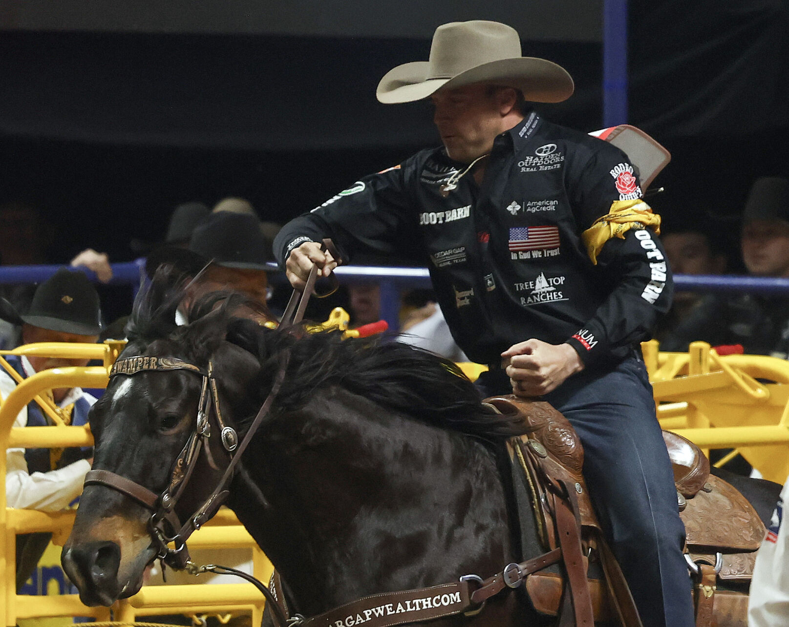 Dakota Eldridge in Round 4 of 2024 Wrangler National Finals Rodeo