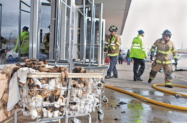 Rags catch fire at laundry