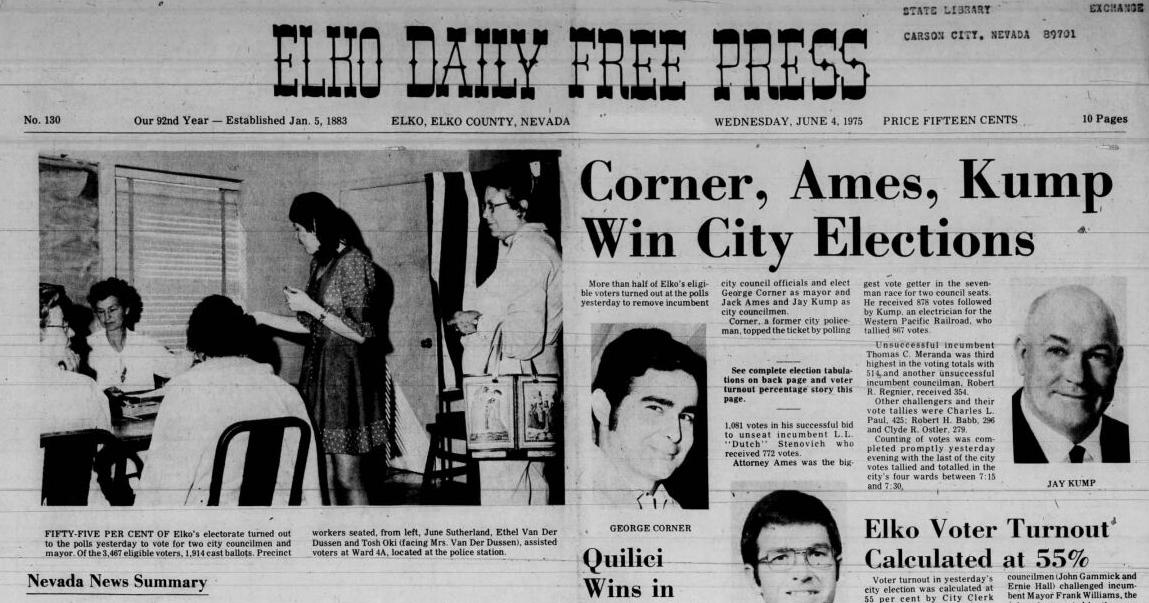 Pages from the Past: Former Elko Mayor George Corner
