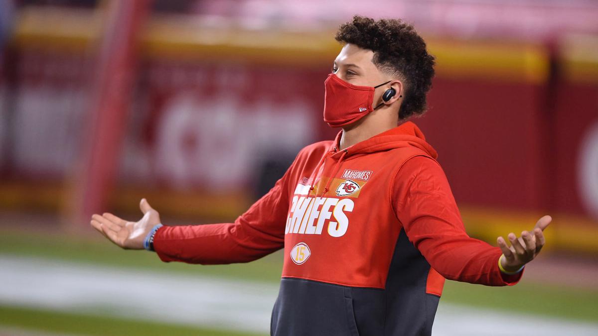 Kansas City Chiefs quarterback Patrick Mahomes warms up before taking on the Denver Broncos on Sunday, Dec. 6, 2020, at Arrowhead Stadium in Kansas City, Missouri.