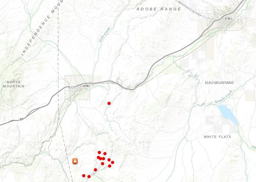 Fire near Carlin grows to 4,500 acres