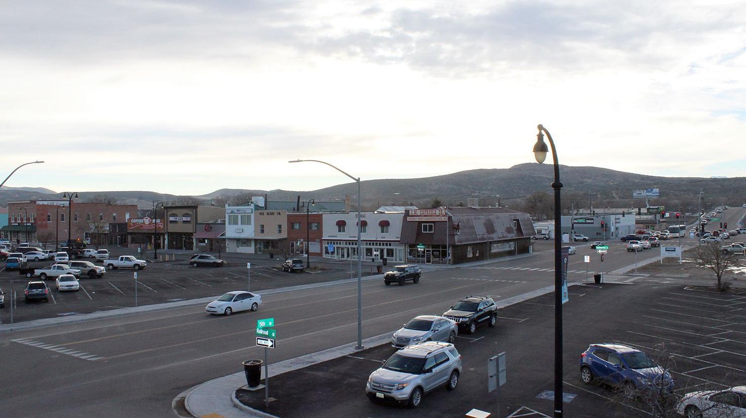 Downtown Elko from street to roof