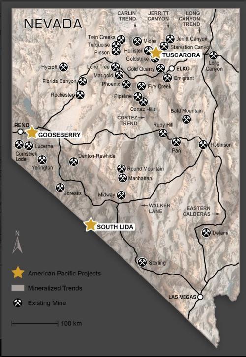 American Pacific Mining project map