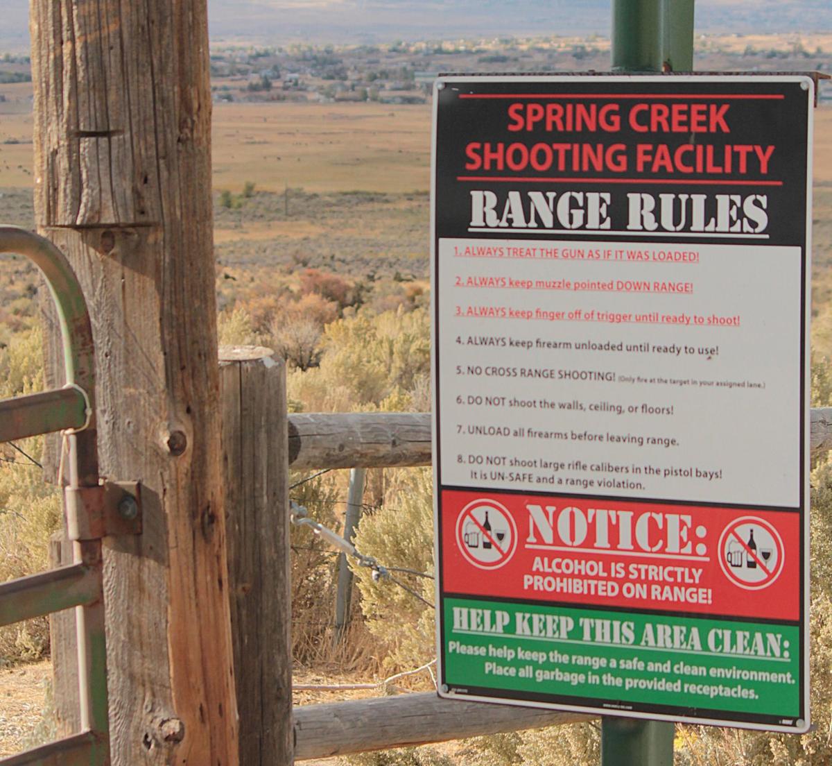 Spring Creek Shooting Range sign