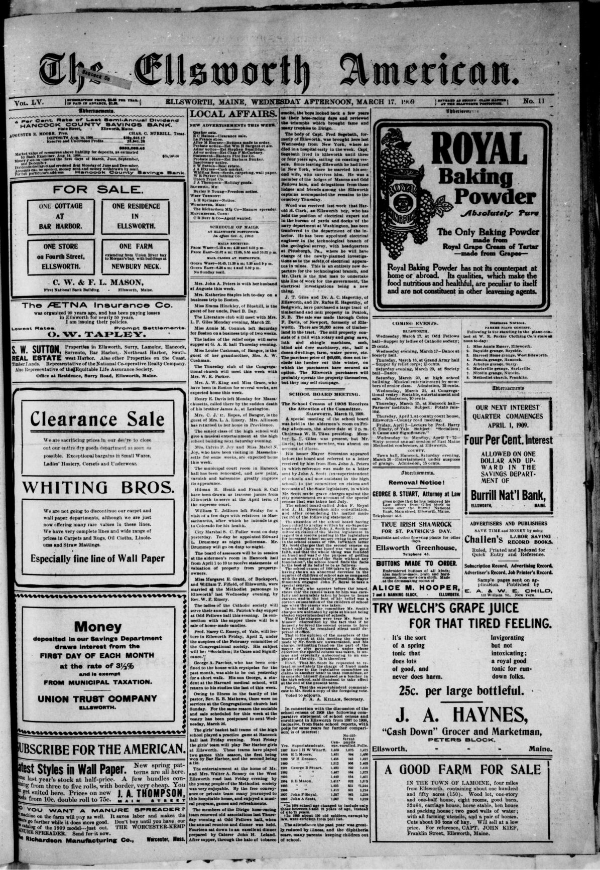 This week in history March 17, 1909 issue History