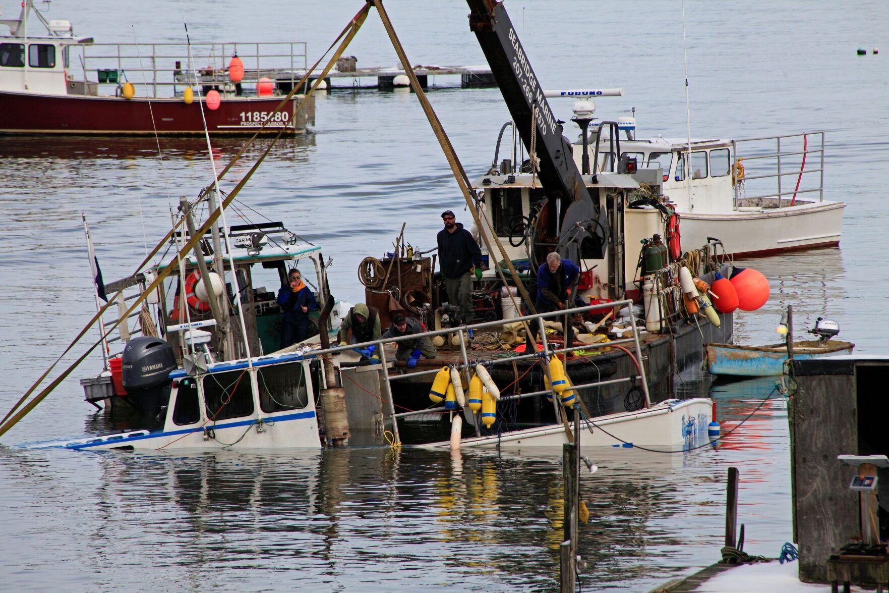Sunken boat raised in Gouldsboro Waterfront
