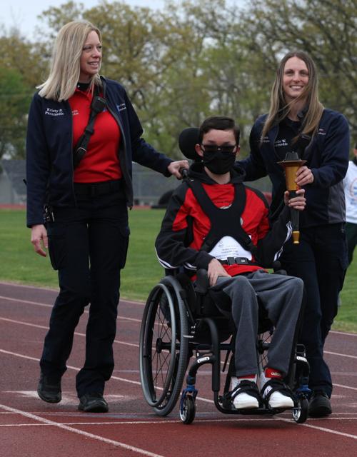 Bradley Counts finishes the Special Olympics torch relay
