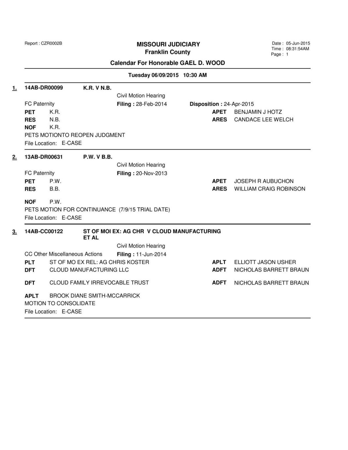 Div I 6 9 15 Docket Part 3 Pdf Emissourian Com