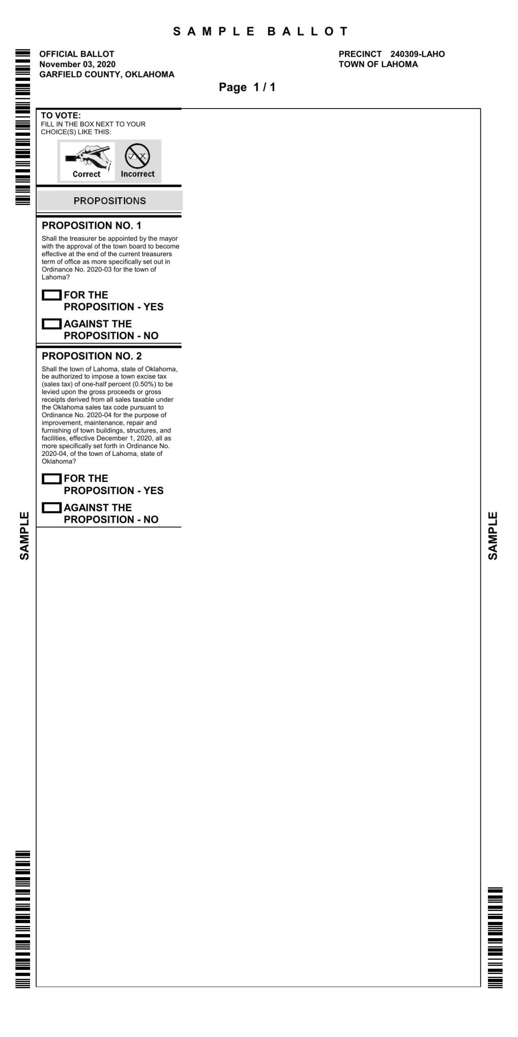 Lahoma Election Sample Ballot 11.3.20 | | Enidnews.com