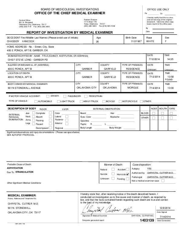 What Does A Medical Examiner Report Look Like