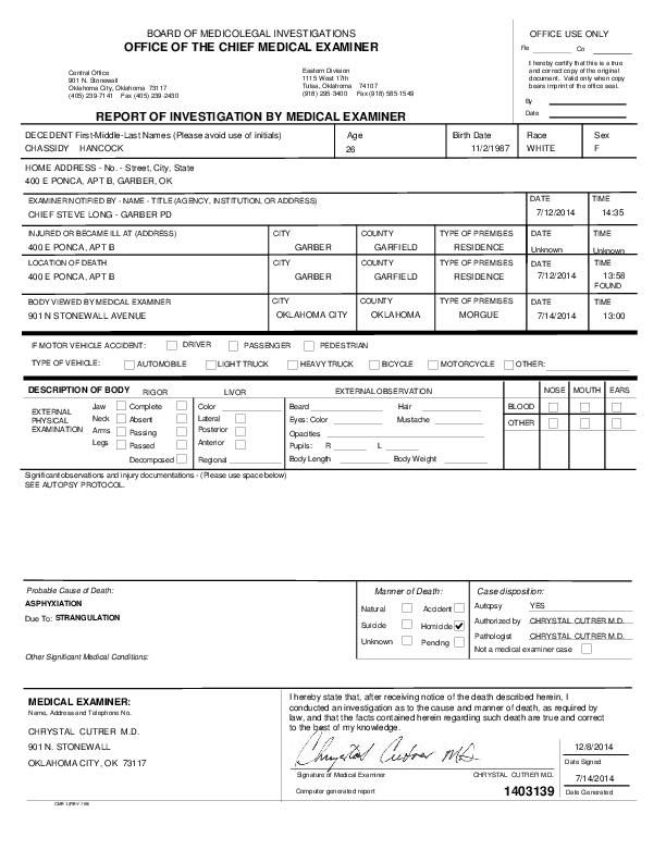 Updated Medical Examiner Released Report In Garber Woman s Death 