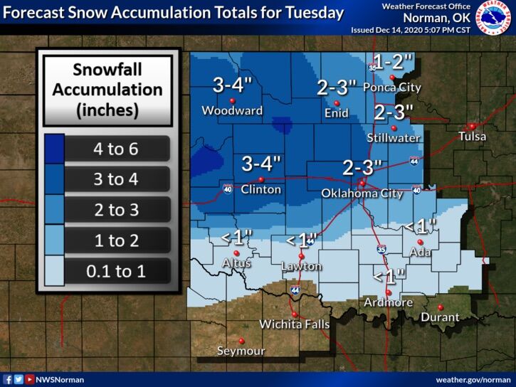 Updated Enid Area Could Receive 1 3 Inches Of Snow Tuesday Local News Enidnews Com