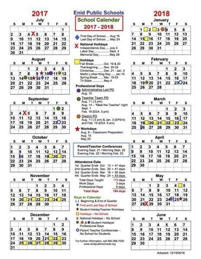 Enid Public Schools Calendar
