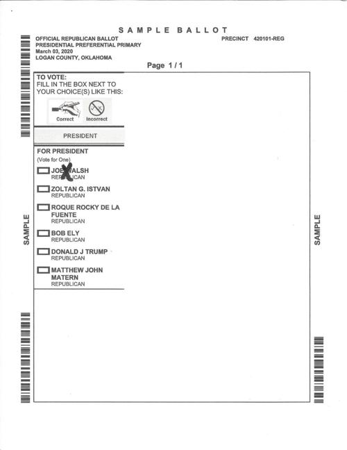 Sample Republican Primary Ballot
