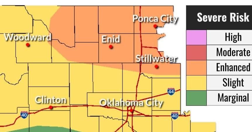 Severe storms possible Saturday evening