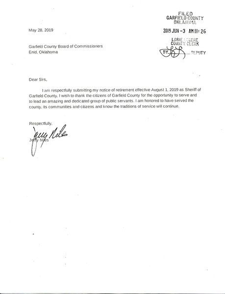 Self-suspended Sheriff Niles to retire