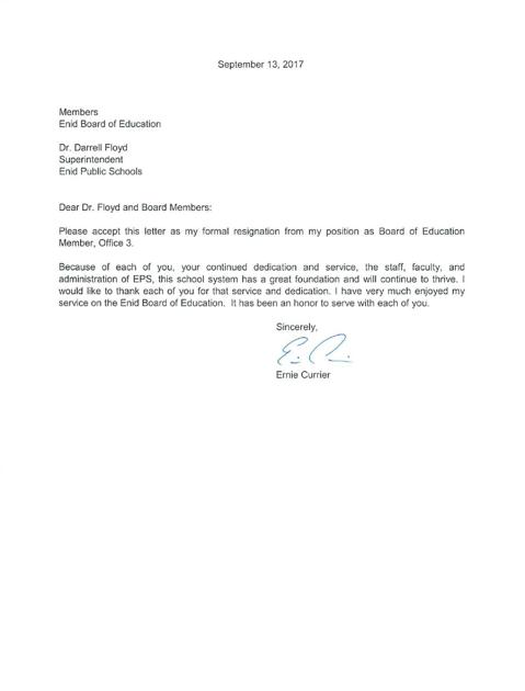 Currier Resignation Letter Enidnews Com