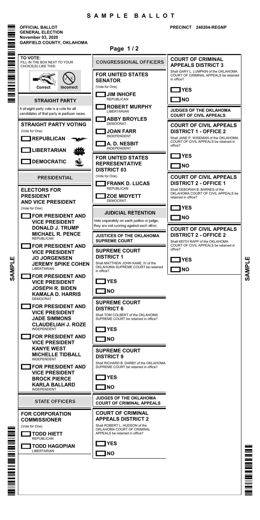 Sample Ballot general election 11.3.20 | | enidnews.com