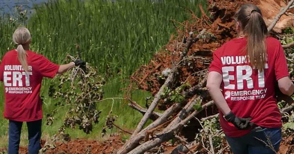 Large volunteer effort to clear tornado debris
