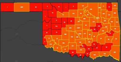 COVID-19 Oklahoma map for 7.22.20