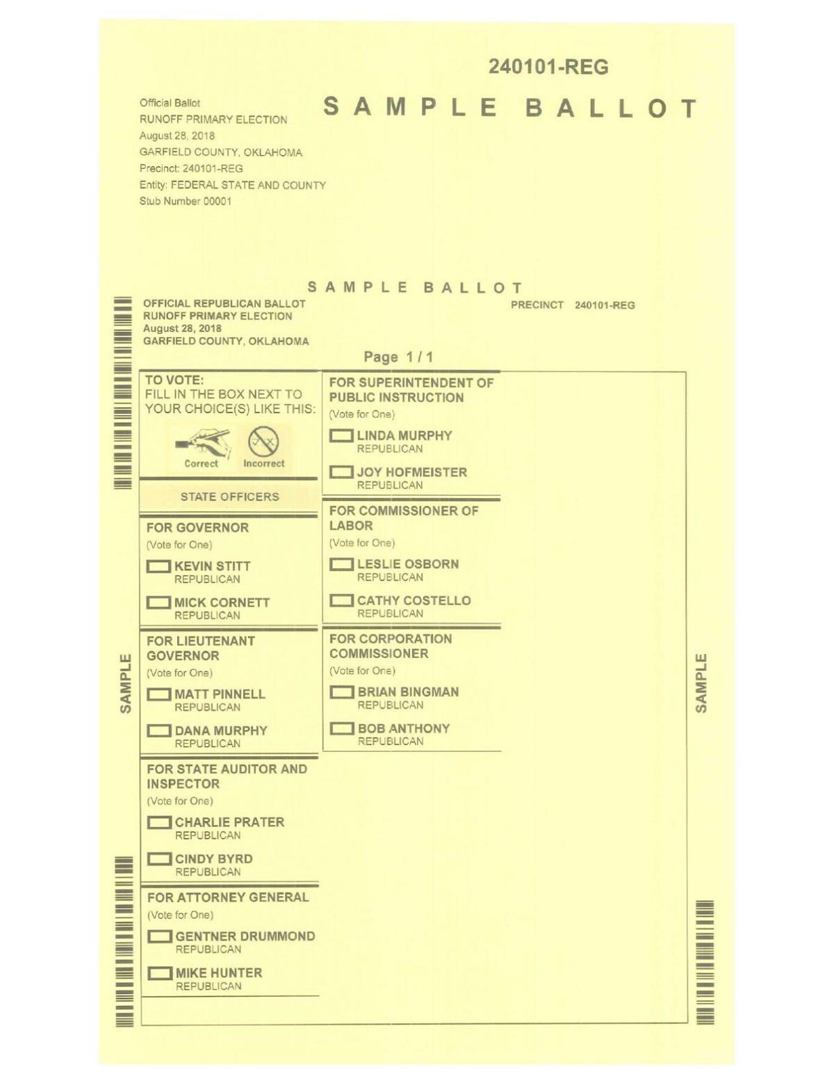 Republican Sample Ballot