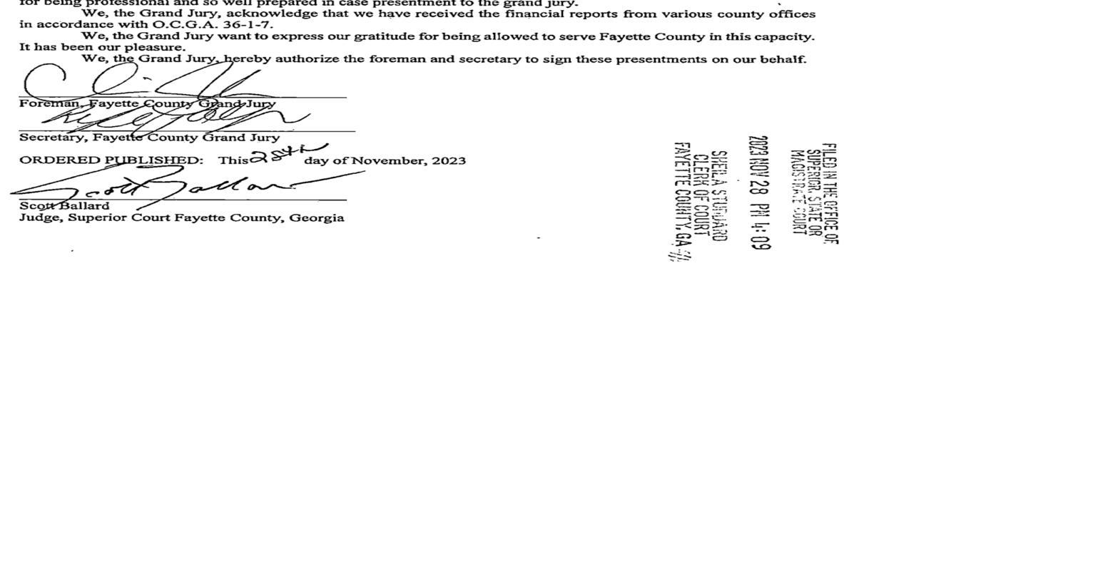 GRAND JURY PRESENTMENTS FAYETTE COUNTY SUPERIOR COURT SEPTEMBER