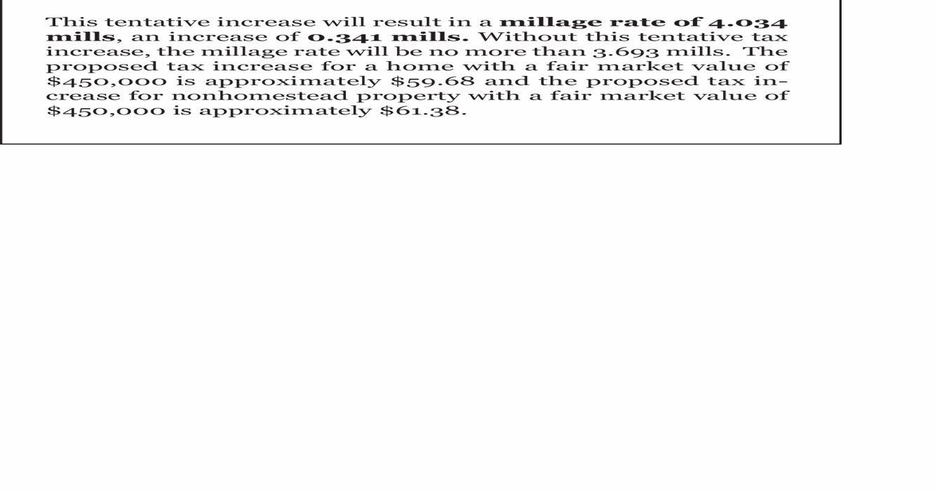 NOTICE OF PROPERTY TAX INCREASE FAYETTE COUNTY, Government