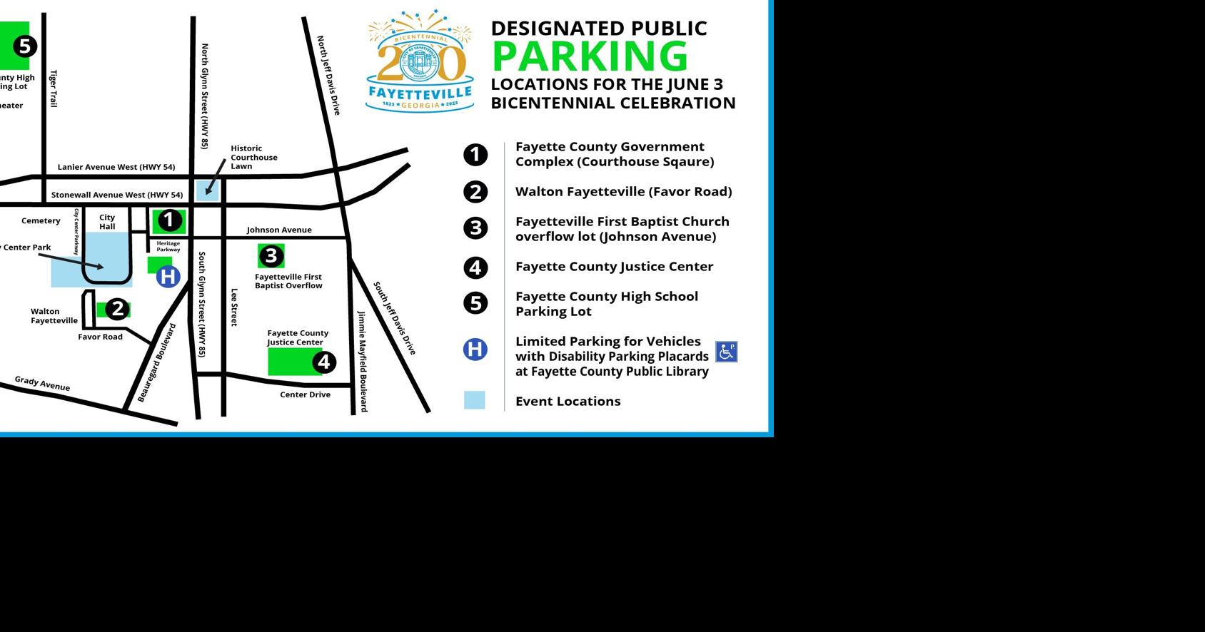 Six Downtown Parking Lots Available for Fayetteville Bicentennial