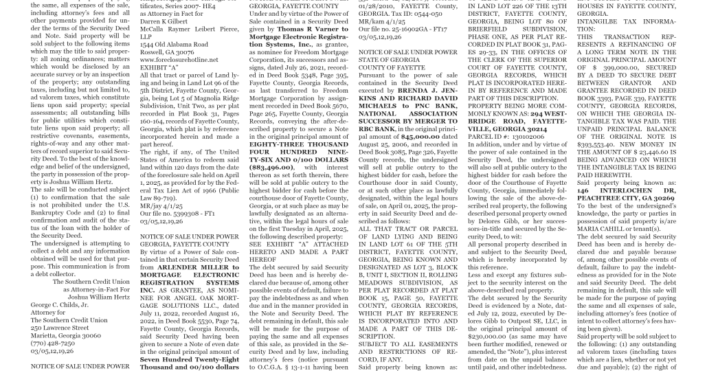 Legal Notices Printed March 19, 2025 | Legal Notices | fayette-news.net