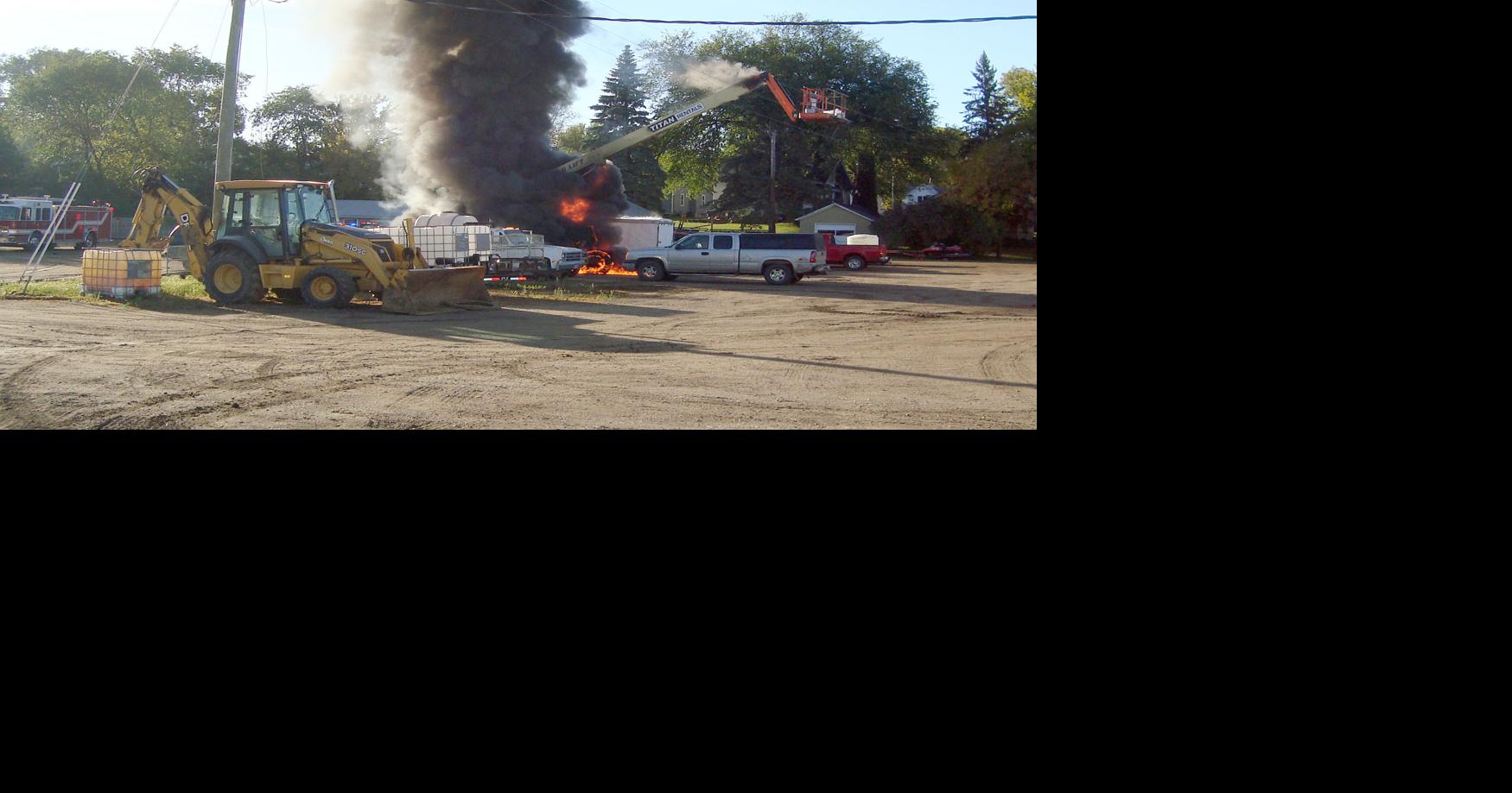 Boom lift hits power line, catches fire News