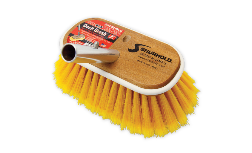 Medium Deck Cleaning Brush with Wooden Handle - Shurhold