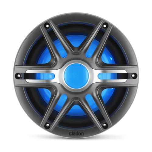 Clarion Marine Bass Bundle - (2) CMSP-101RGB-4 10" RGB LED Subwoofers Includes White Grilles, Clarion Marine XC2110 Amplifier