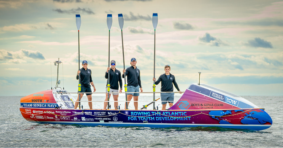 Team Seneca Navy successfully completes the 'World’s Toughest Row,' arriving in Antigua in support of the Boys & Girls Club of Geneva