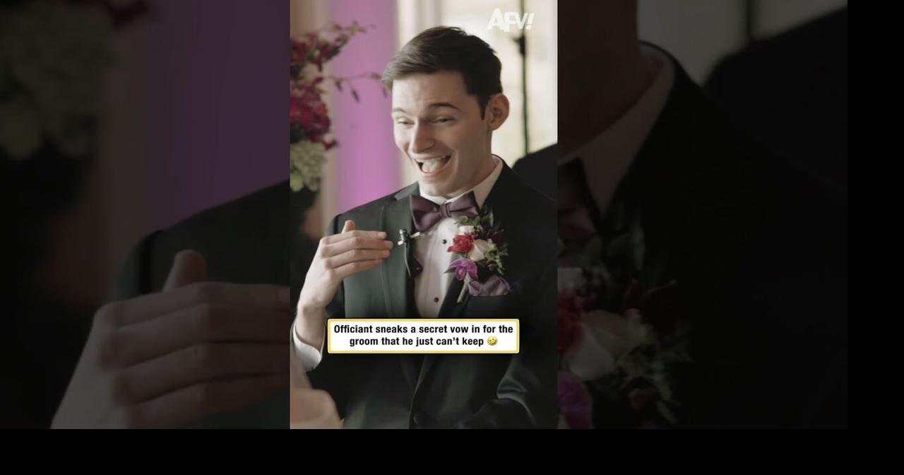 Officiant sneaks a secret vow in for the groom that he just can't keep 🤣
