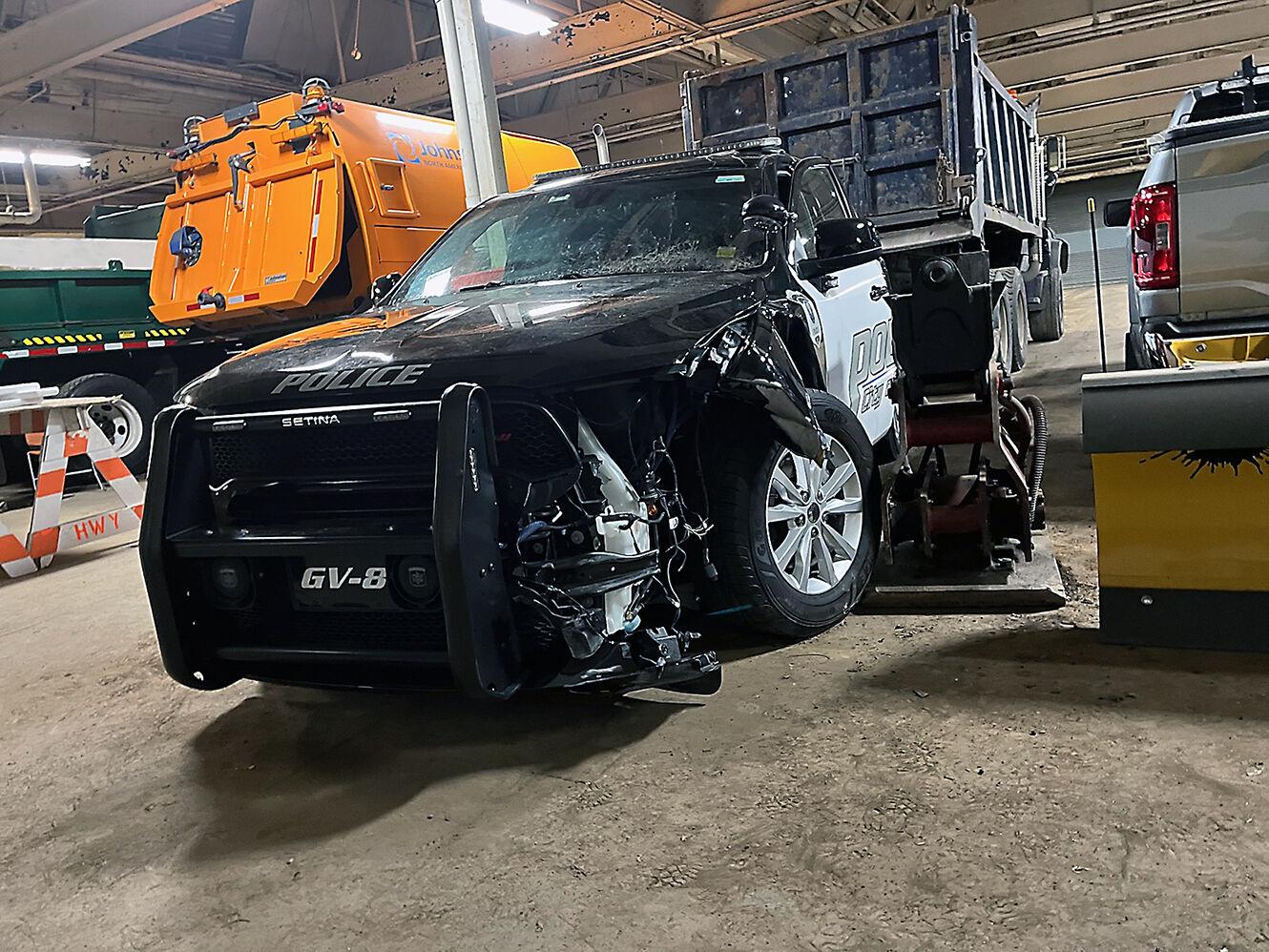 Geneva police officer injured, SUV heavily damaged after parking lot accident Geneva police officer injured, SUV heavily damaged after parking lot accident
