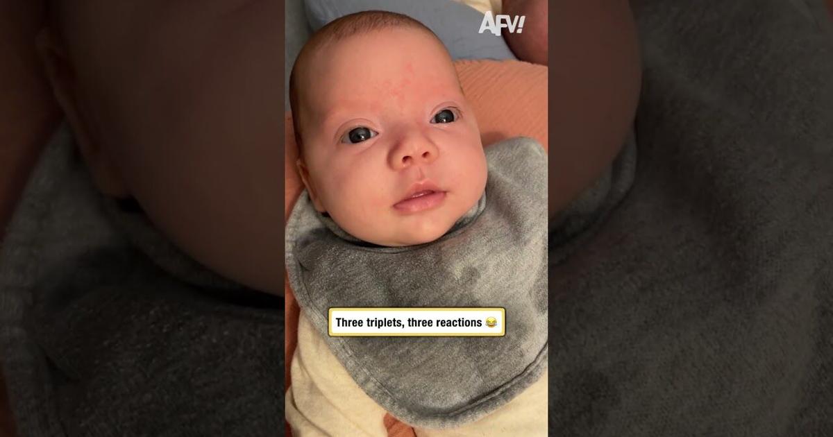 Three triplets, three reactions 😂