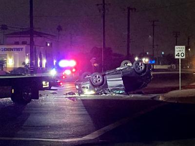 Motorist is taken to hospital after rollover collision in Fontana ...