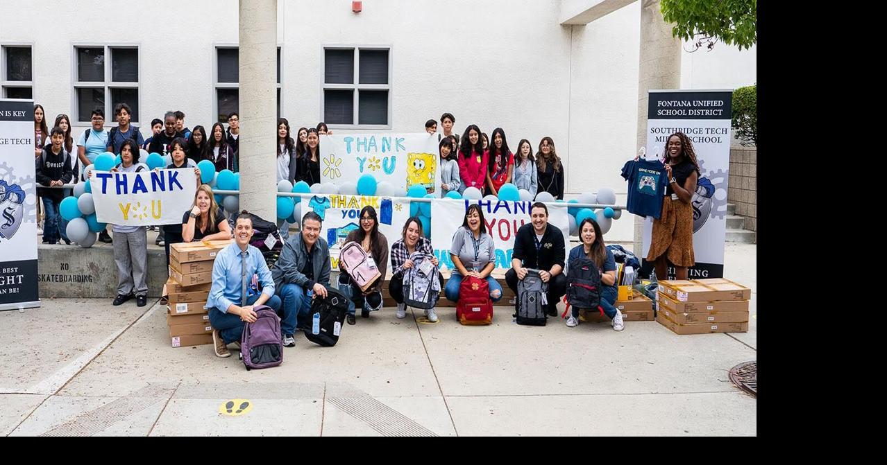 Local businesses and nonprofit groups give donations to Fontana schools