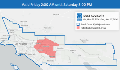 Windblown Dust Advisory Issued for Parts of Inland Empire as Strong ...