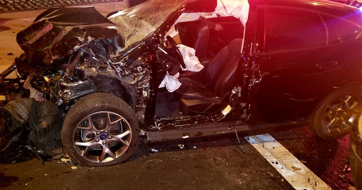 Three people, including small child, are hospitalized after two-car