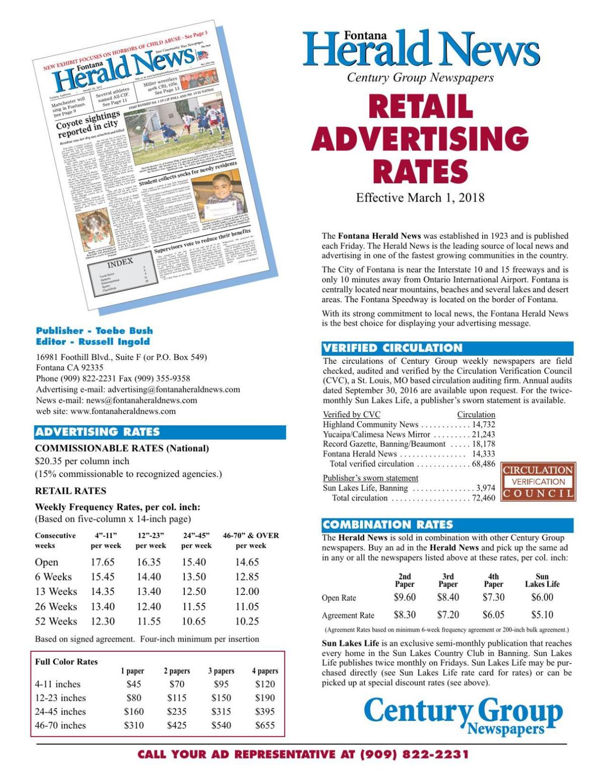 Retail Advertising Rates Retail Advertising Rates
